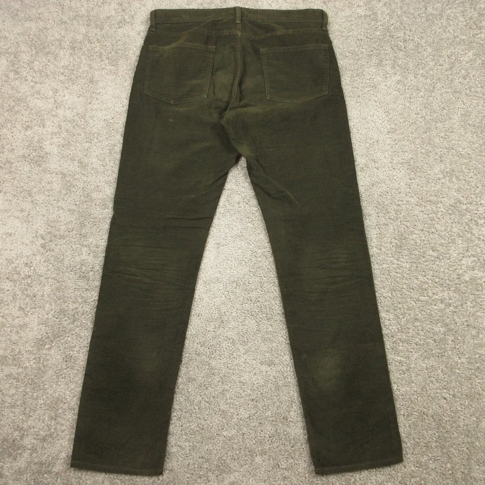 J Crew Pants Mens 30x32 Green 770 Straight Stretch Chino Corduroy 5 Pocket Zip
